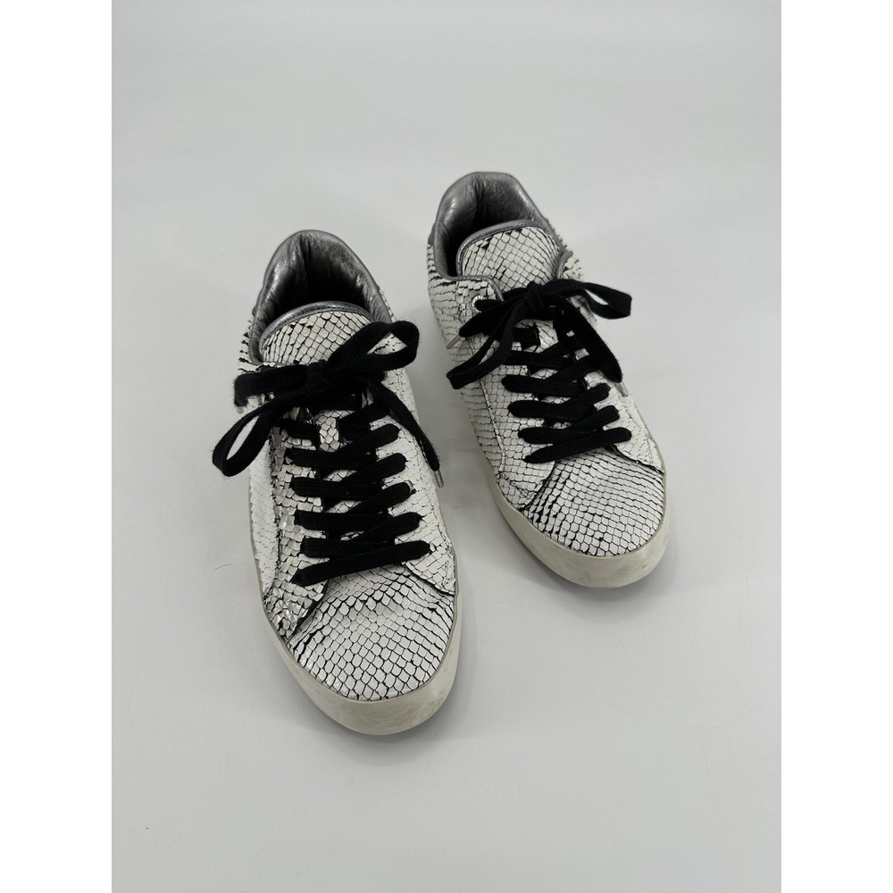 Zadig &‎ Voltaire White Leather Snakeskin Sneakers shoes EU 41  US 10 WOMEN'S